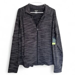 Tek Gear NWT XL Charcoal and Black ZipUp Jacket adjustable cinch waist& pockets